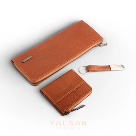 ست هدیه مردانه چرم یلسان رادمهر کد RDN-KIA-BF-092 (عسلی)