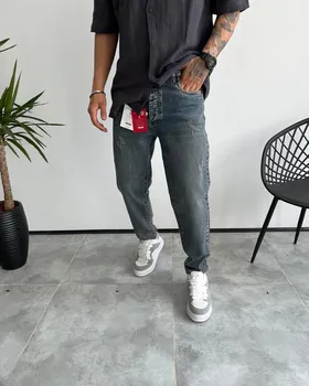 شلوار جین مام فیت آبی کثیفشور PULL&BEAR