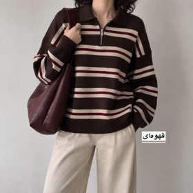 پلیور بافت زنانه مدل 1505 (قهوه‌ای)
