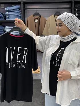 تیشرت لانگ طرحدار OVER کد 100199A