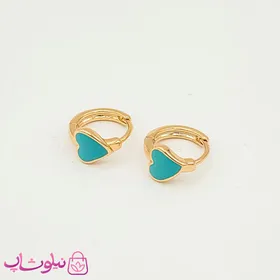 گوشواره حلقه‌ای ریز ژوپینگ مدل قلب آبی