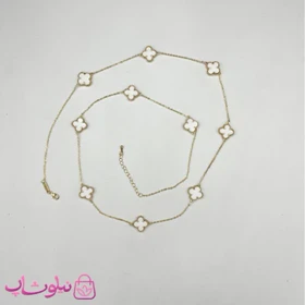 گردنبند رولباسی زنانه ونکلیف سفید آبکاری طلا کیفیت مستر کد 470