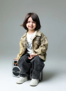 سه تیکه کت تیشرت و شلوار پسرانه رنگ خردلی کد 3846