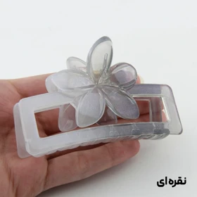 کلیپس دخترانه مدل مستطیلی گل‌دار (نقره‌ای)