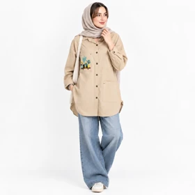 مانتو کتان زنانه طرح کاکتوس گلدوزی