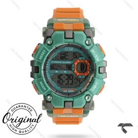 ساعت کرست مردانه 9505-3 صفحه مشکی بند نارنجی Crest-11385-U