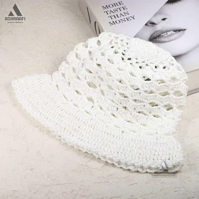 کلاه باکت زنانه Crochet Bucket Hat HA205 (سفید)