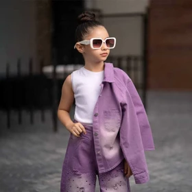 کت و شلوار فول بگ نگین‌دار دخترانه 8تا13سال