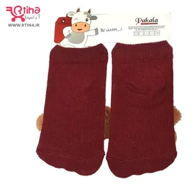 جوراب نوزاد پسرانه/دخترانه رنگ زرشکی طرح میمون