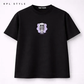 تیشرت آستین کوتاه باکسی طرح مارشمالو 100٪ پنبه | کد 1367