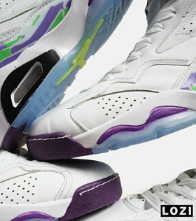 کفش کتانی ساق‌دار مردانه سفید سبز بنفش Nike air jordan 6