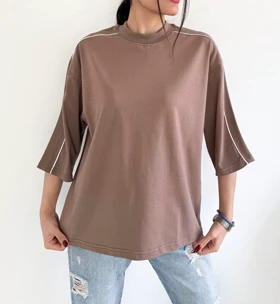 تیشرت باکسی زنانه مغزی دوزی گرم بالا