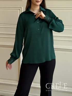 شومیز یقه دو دکمه مچ گیپور