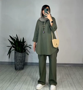 ست مانتو و شلوار لینن (ایراد دار)