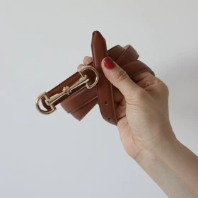 کمربند چرمی مات زنانه be113 (عسلی)