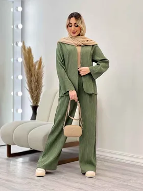 ست مانتو و شلوار جلو باز