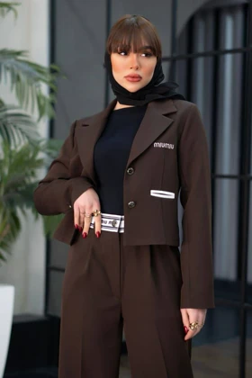 ست کراپ کت و شلوار زنانه miu miu