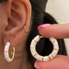 گوشواره حلقه‌ای میناکاری رنگی کد 544