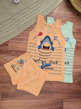 ست شورت زیرپوش پسرانه طرح کوسه