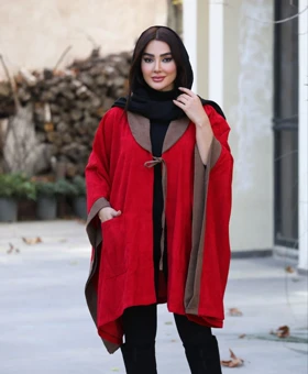 مانتو پانچ مخمل کبریتی سیلوان ( سایز بزرگ)