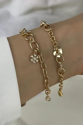 دستبند زنجیری زنانه طرح طلا برند ژوپینگ