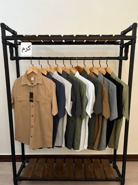 پیراهن کتان آستین کوتاه جیبدار 2398