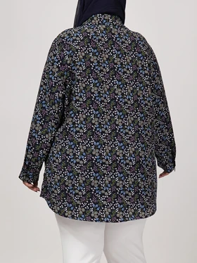 تونیک زنانه سایز بزرگ کرپ طرحدار آستین بلند 50103