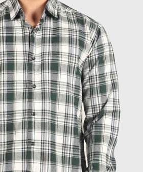 پیراهن مردانه پشمی چهارخانه سبز 0183