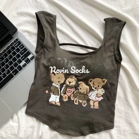 کراپ تاپ عروسک خرسی کد 1764 (زغالی)