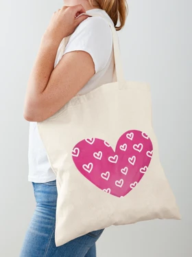 توت بگ طرح Pink and White Patterned Heart کد 271551