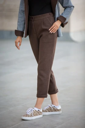 شلوار فوتر دمپا پاکتی (شلوار پاییزه) (قهوه ای)