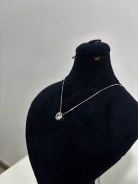 گردنبند نقره زنانه تک نگین ظریف1004