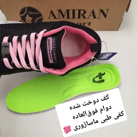 کتانی اسکیچرز زنانه ودخترانه مشکی صورتی کتانی پیاده روی کیفیت اصلی (قیمت تولید ارسال رایگان)