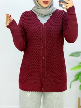 ژاکت جلودکمه بافت آوی کد 333163