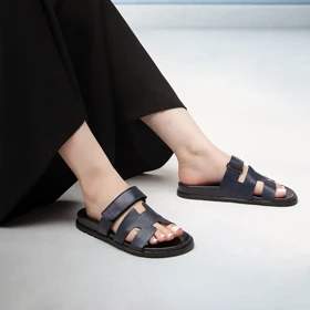 صندل هرمس چسبی_سرمه ای کد 6231