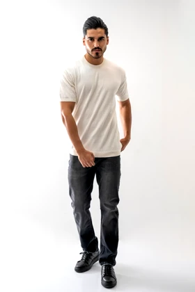 تیشرت آستین کوتاه بافت یقه گرد مردانه