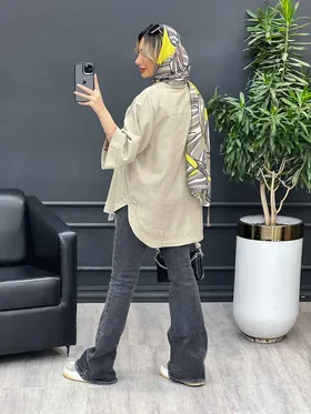 مانتو لینن دو دکمه پایین هلال