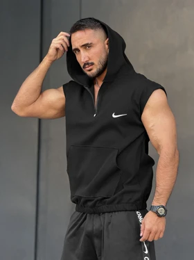 هودی کلاهدار ورزشی نیم زیپ NIKE مشکی