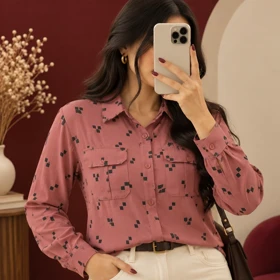 شومیز وارداتی آترین کد 6056 (صورتی چرک)