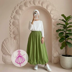 دامن لینن بالونی جیب‌دار بلند در رنگبندی متنوع