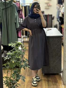 پیراهن جلو زیپ سیلک_4005 (نوک مدادی)
