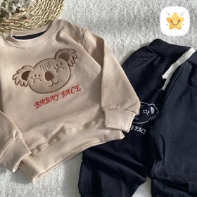 بلوز شلوار پسرانه بیسکویتی طرح کوالا 1 الی 6 سال