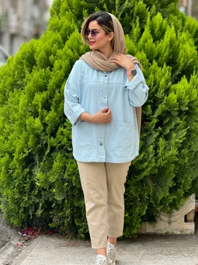 مانتو کتان هپی ( دارای ایراد جزئی )