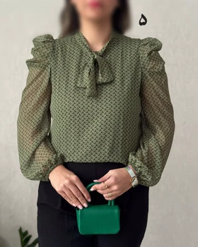 شومیز حریر آستین پفی 7