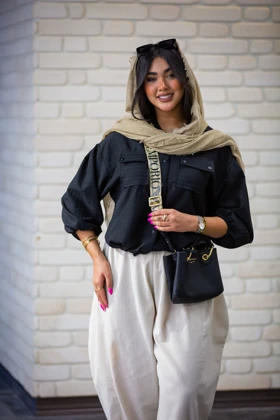 شومیز دو جیب پایین گت دار