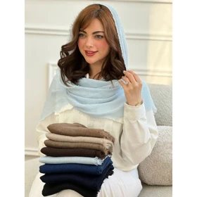 شال ساده نخی حصیری دورریش