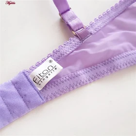 ست شورت و سوتین زنانه فیتن مدل فنردار گیپور طرح دار یاسی کد 4952-10