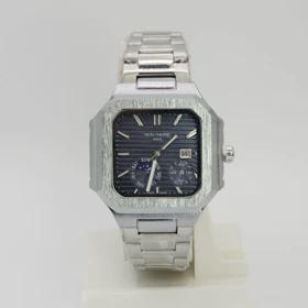 ساعت مچی مردانه پتک فیلیپ Patek Philippe سبک 3موتوره و رنگ ثابت ک (بند نقره ای با صفحه مشکی)