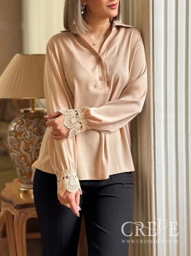 شومیز یقه دو دکمه مچ گیپور