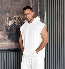 ست هودی و شلوارک بیسیک سفید